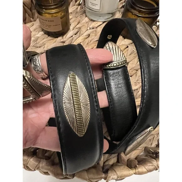 Vintage Billy Betts of California Black Leather Concho Belt Size 40 - By Leegin - Picture 2 of 13